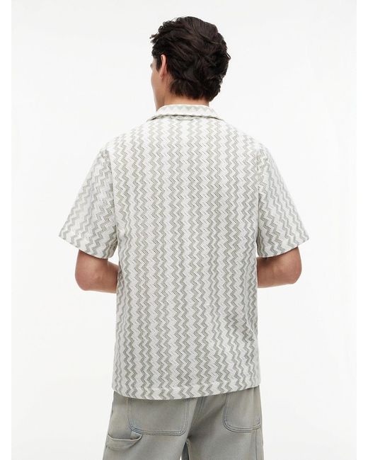 Tommy Hilfiger White Regular Fit Textured Short Sleeve Shirt for men
