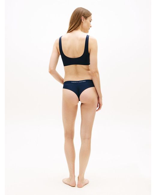 Tommy Hilfiger Blue Original Logo Brazilian Bikini Bottoms