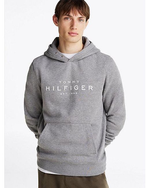 Tommy Hilfiger Hoodie Mit Druckknöpfen Und Logo in Gray für Herren