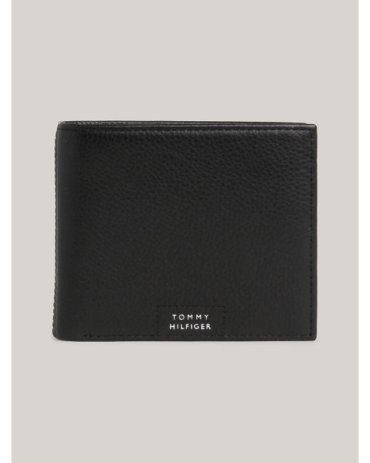 Tommy Hilfiger Black Premium Leather Bifold Flap Wallet for men