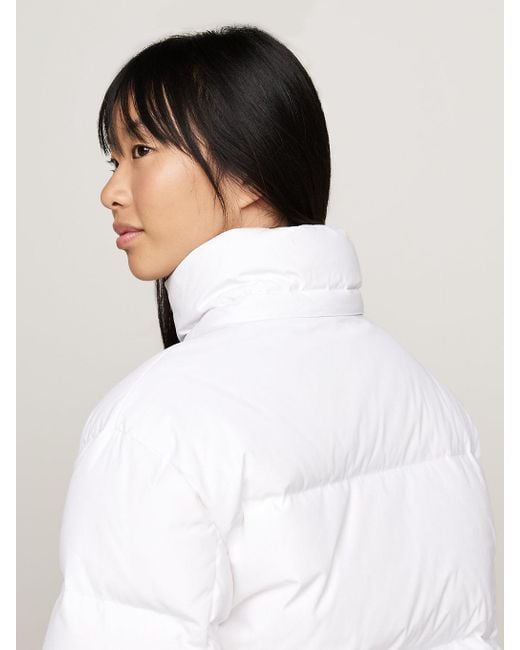 Tommy Hilfiger White Cropped Down Alaska Puffer Jacket