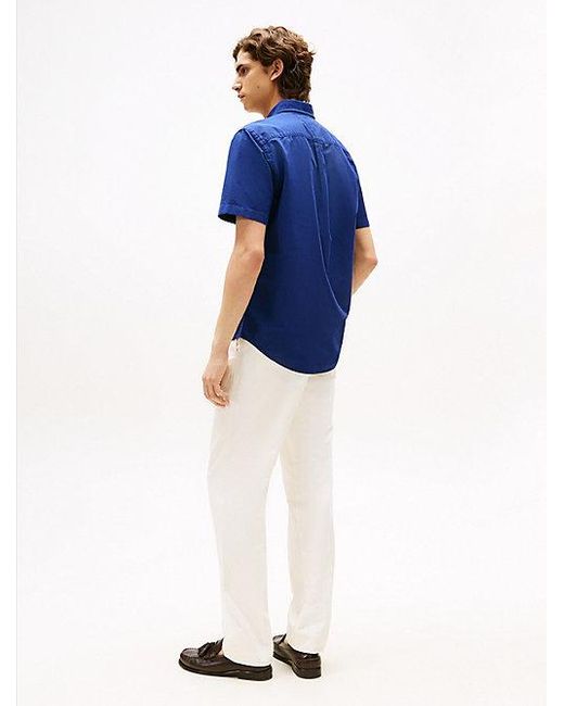 Tommy Hilfiger Regular Fit Oxford Overhemd Met Korte Mouwen in het Blue voor heren