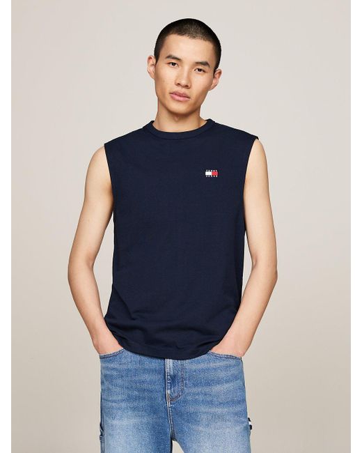 Tommy Hilfiger Blue Crew Neck Badge Tank Top for men