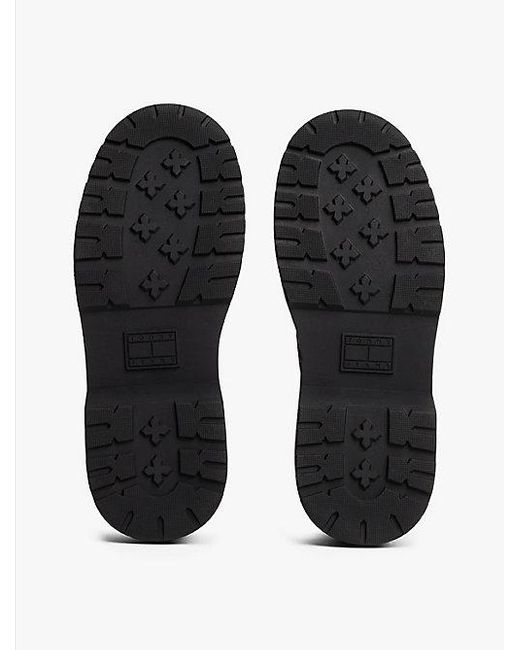 Tommy Hilfiger Halfhoge Glanzend Leren Laars Met Profielzool in het Black