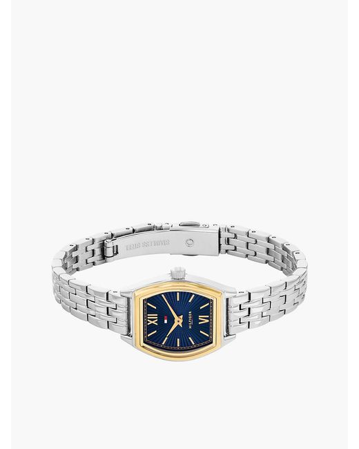 Tommy Hilfiger Blue Square Dial Stainless Steel Chain-Link Watch