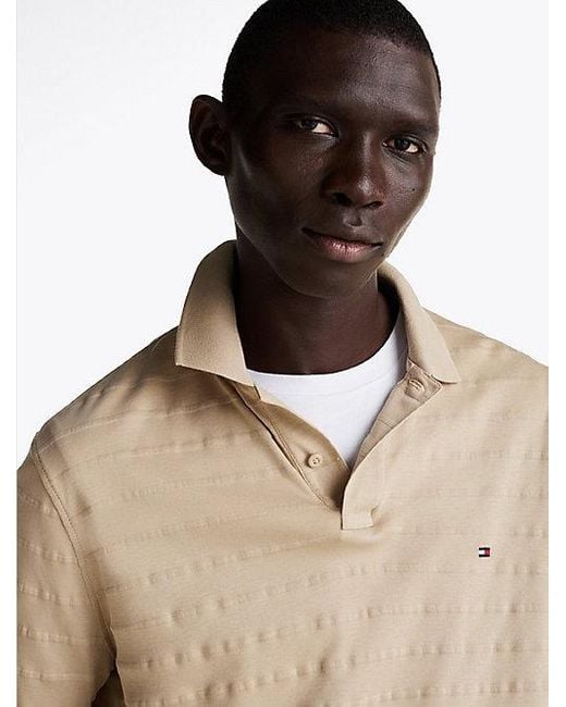 Tommy Hilfiger Regular Fit Polo Met Lange Mouwen in het Natural voor heren
