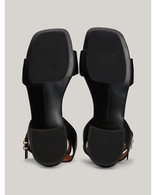 Tommy Hilfiger Metallic Th Monogram Leather Flat Sandals