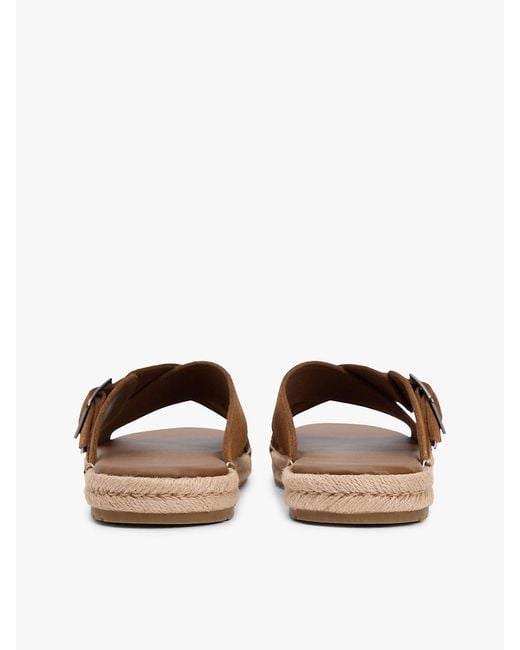 Tommy Hilfiger Brown Suede Buckle Flexible Sandals for men