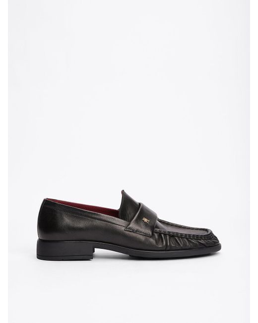 Tommy Hilfiger White Th Monogram Leather Pleated Loafers