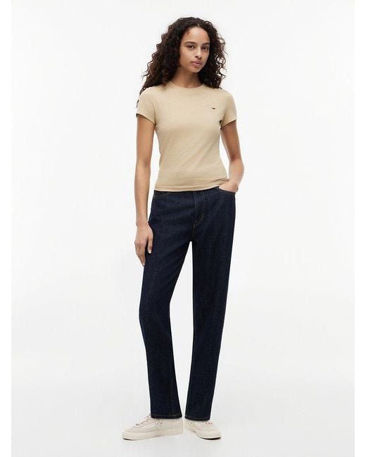 Tommy Hilfiger Blue Flag Embroidery Slim Crew Neck T-Shirt