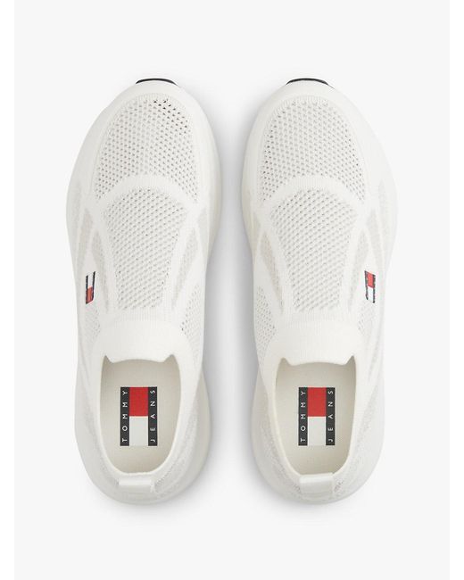 Tommy Hilfiger White Logo Knit Pull-On Trainers for men
