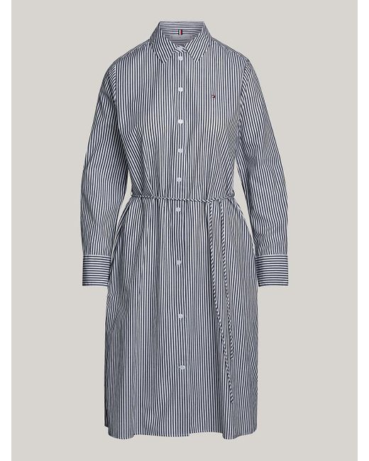 Tommy Hilfiger Blue Essential Stripe Knee Length Shirt Dress