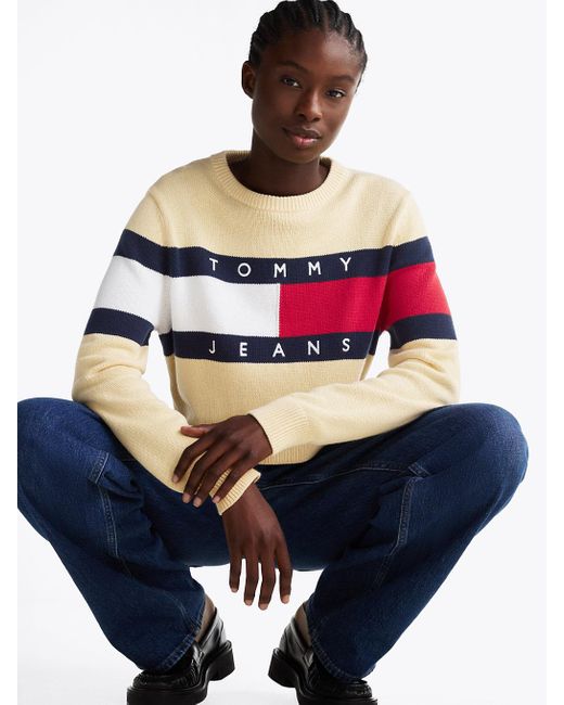 Pull Décontracté À Drapeau Colour-Block Tommy Hilfiger en coloris Blue