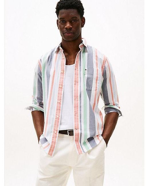 Tommy Hilfiger Relaxed Fit Oxford Overhemd Met Strepen in het White voor heren