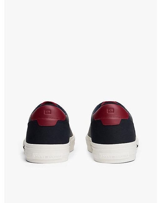Tommy Hilfiger Leren Sneaker Met Gemengde Texturen in het White voor heren