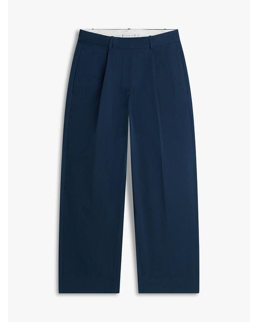 Tommy Hilfiger Blue Pleated Barrel Chinos
