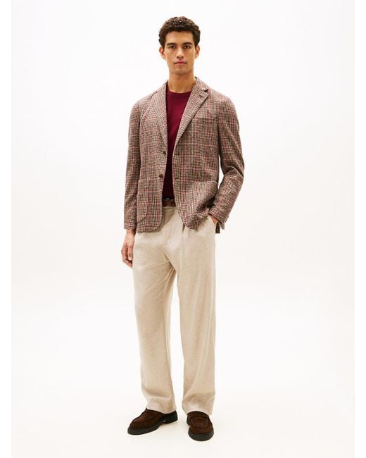 Blazer Regular Fit Con Motivo Pied De Poule di Tommy Hilfiger in Brown da Uomo