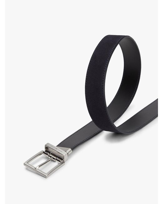 Tommy Hilfiger Black Reversible Square Buckle Leather Belt for men