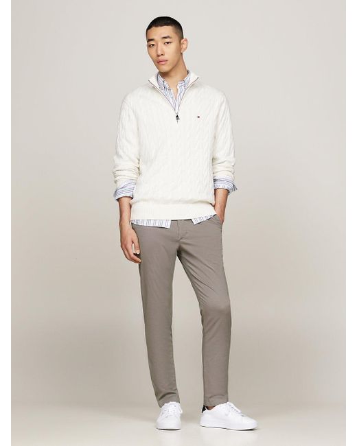 Tommy Hilfiger Gray Bleecker Stretch Cotton Printed Slim Chinos for men