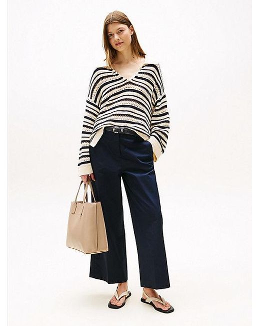 Bolso Satchel Con Monograma Th Tommy Hilfiger de color Natural