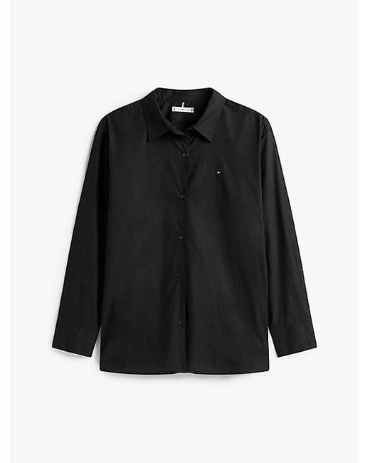 Tommy Hilfiger Black Oversized Fit Hemd Aus Popeline