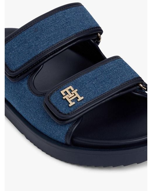 Tommy Hilfiger Blue Th Monogram Double Strap Sandals