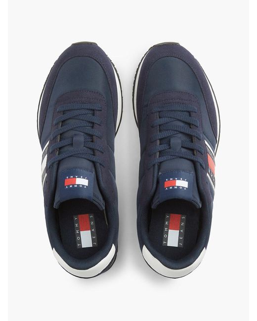 Tommy Hilfiger Blue Logo Mixed Texture Trainers for men