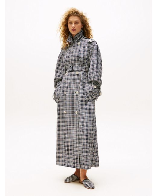 Tommy Hilfiger Gray The Runway Collection Silk Blend Oversized Trench Coat