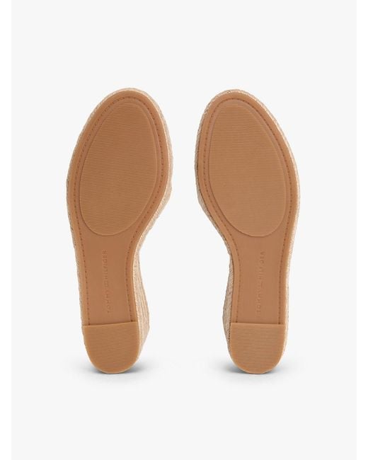 Tommy Hilfiger White Hemp Crossover Strap Wedge Espadrilles