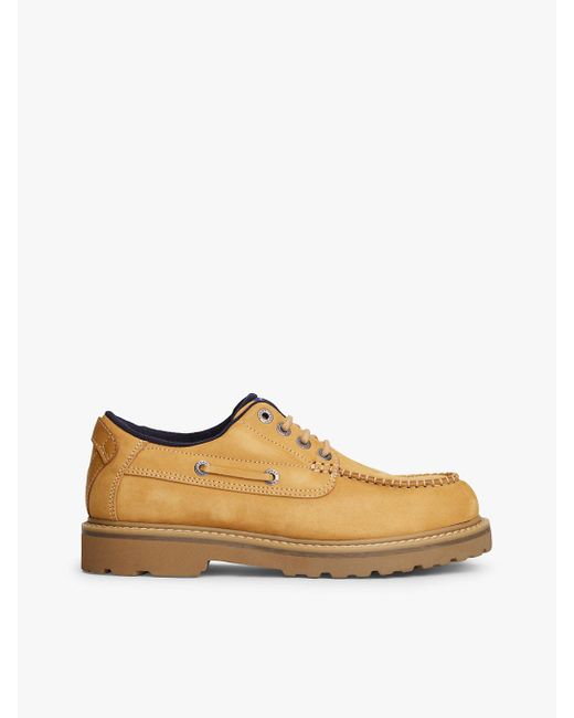 Tommy Hilfiger White Archive Leather Cleat Boat Shoes for men