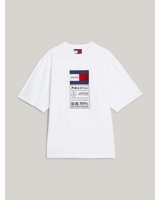 Tommy Hilfiger White Tommy X Mercedes F1 X Cr Care Label Logo T-shirt for men