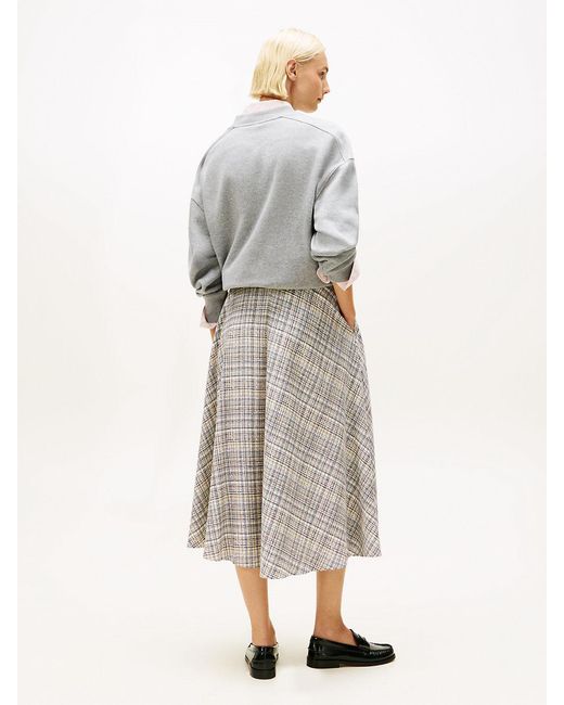 Tommy Hilfiger White Midi A-line Skirt With Linen