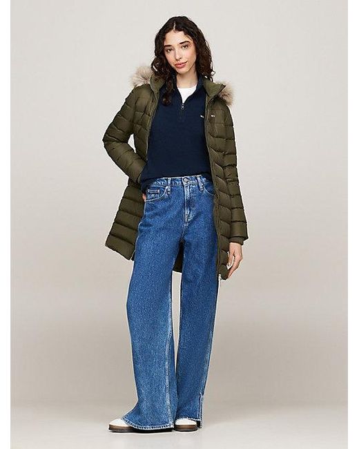 Tommy Hilfiger Donsjas Met Capuchon Met Imitatiebont in het Blue