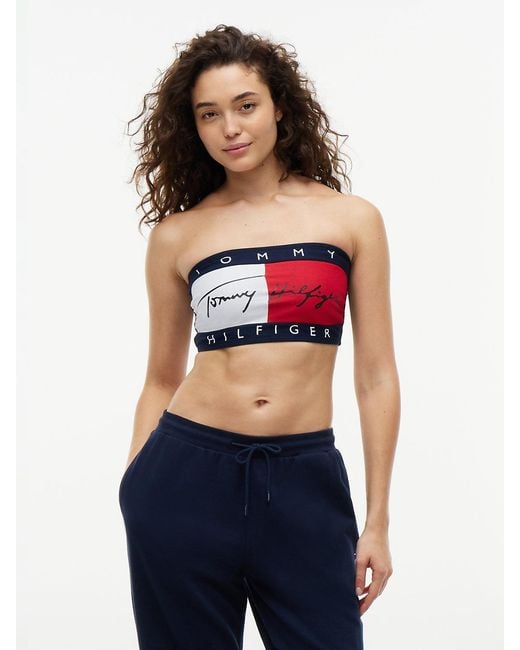 Tommy Hilfiger Blue Heritage Logo Colour-blocked Bandeau