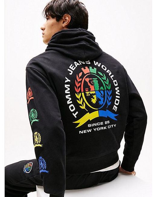Tommy Hilfiger Crest Relaxed Fit Hoodie Mit Grafik Hinten in Black für Herren