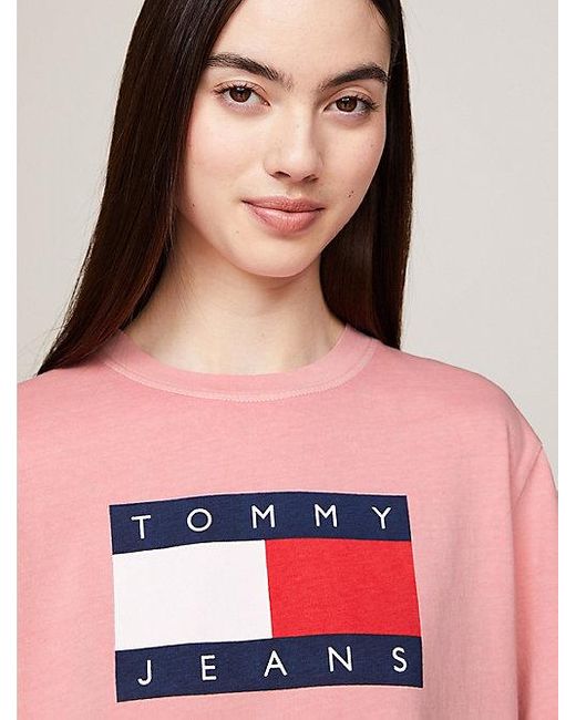 Tommy Hilfiger Red Boxy Fit T-Shirt mit Flag-Badge