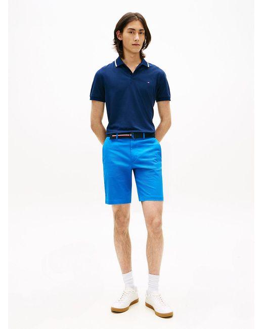 Tommy Hilfiger Blue Denton Straight Fit Belted Chino Shorts for men