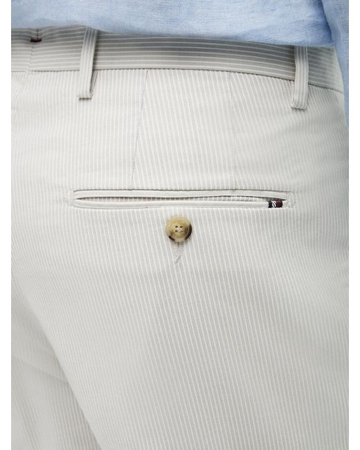 Tommy Hilfiger White New York Label Regular Dobby Trousers for men