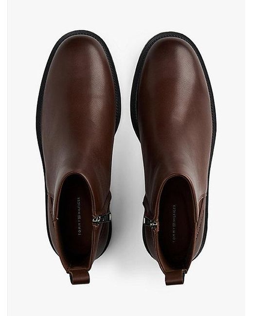 Tommy Hilfiger Leren Chelsea Boot Met Rits in het Brown voor heren