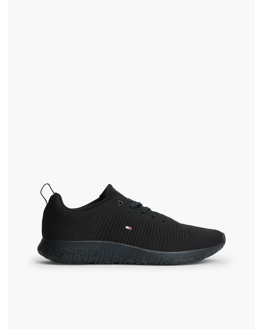 Tommy Hilfiger Black Signature Knitted Trainers for men
