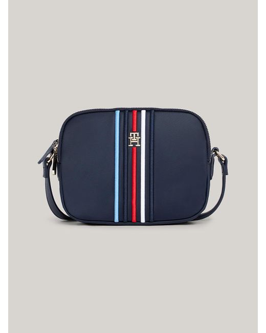 Tommy Hilfiger Blue Small Multicolour Stripe Crossover Bag