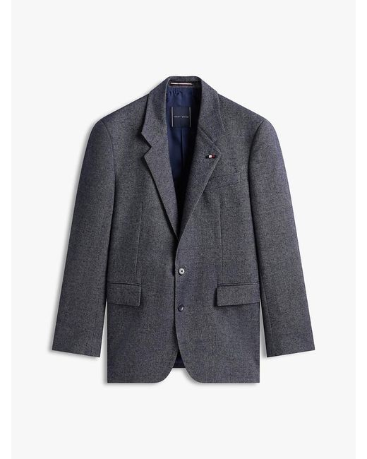 Tommy Hilfiger Blue Wool Blend Twill Regular Fit Blazer for men