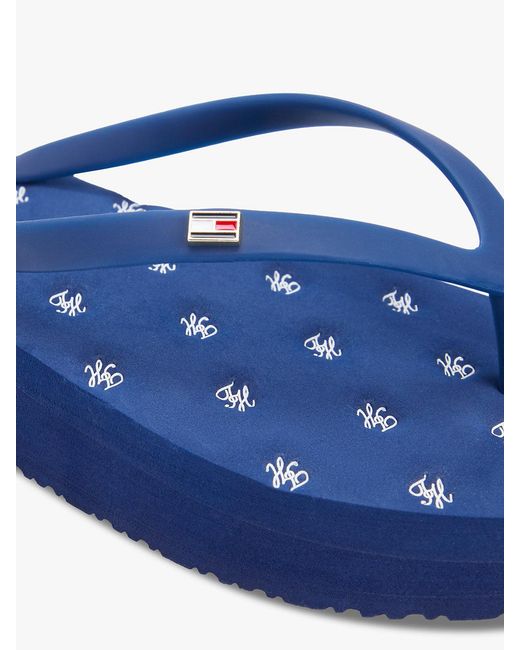 Tommy Hilfiger Blue Repeat Logo Platform Flip-flops