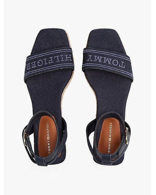 Tommy Hilfiger Hilfiger Monotype Espadrille Met Sleehak in het Blue