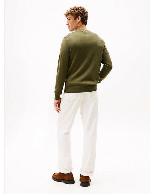Tommy Hilfiger Trui Met Ronde Hals En Geborduurde Vlag in het Green voor heren
