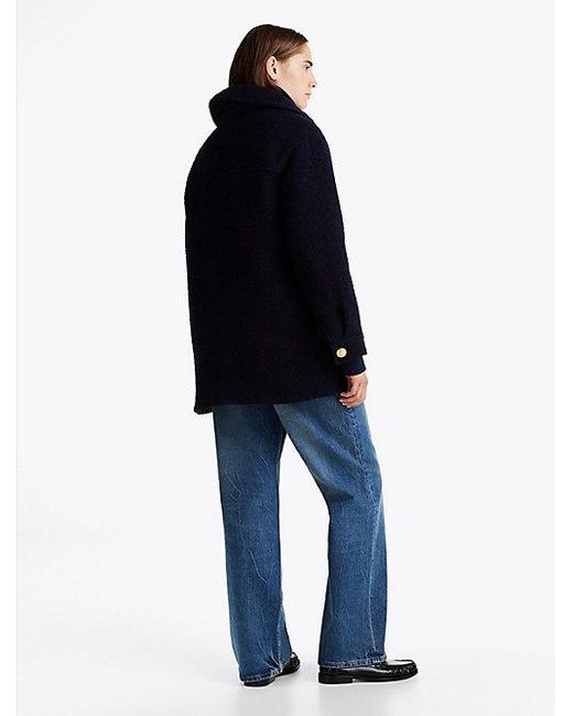 Tommy Hilfiger Blue Relaxed Fit Bouclé-Shacket Aus Wollmix