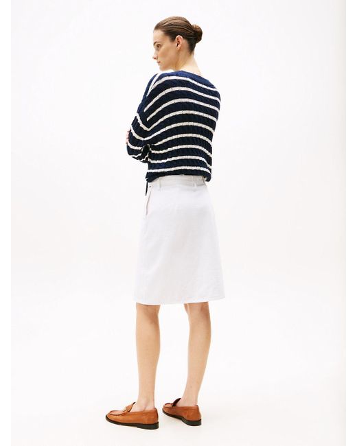 Jupe Midi Blanche En Denim Tommy Hilfiger en coloris Blue