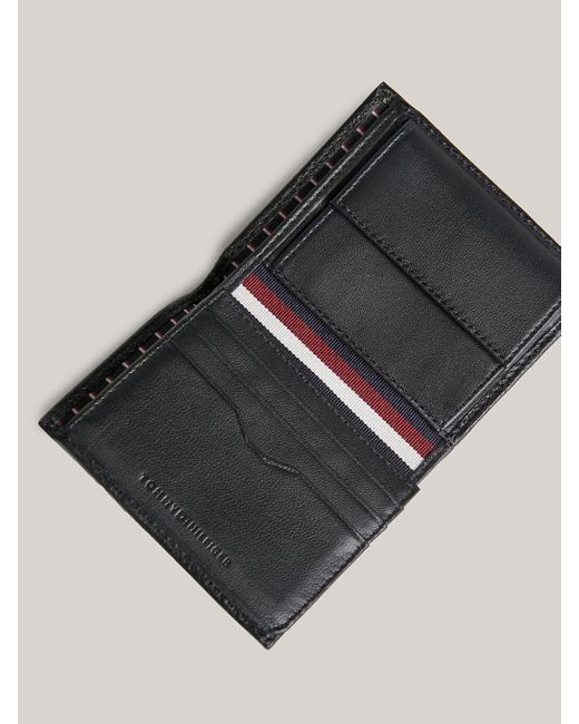 Tommy Hilfiger Gray Leather Logo Trifold Wallet for men
