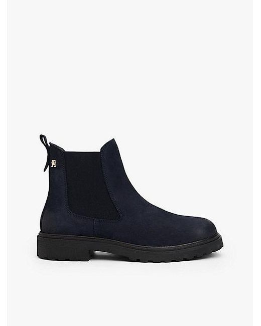 Tommy Hilfiger Leren Chelsea Boot Met Profielzool in het Blue