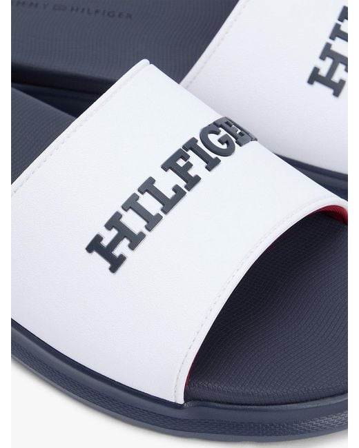 Tommy Hilfiger Blue Hilfiger Monotype Pool Slides for men